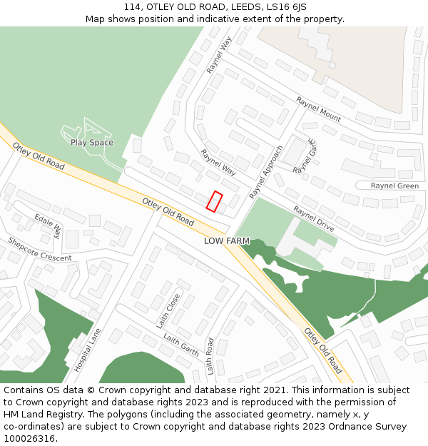 114, OTLEY OLD ROAD, LEEDS, LS16 6JS: Location map and indicative extent of plot