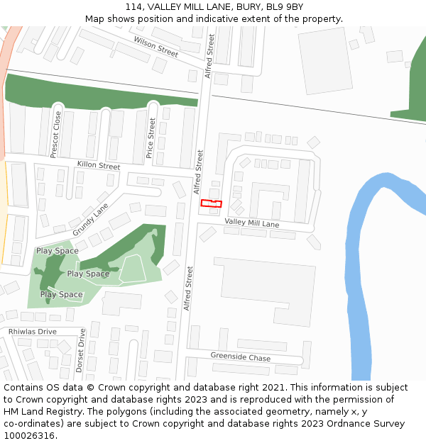 114, VALLEY MILL LANE, BURY, BL9 9BY: Location map and indicative extent of plot