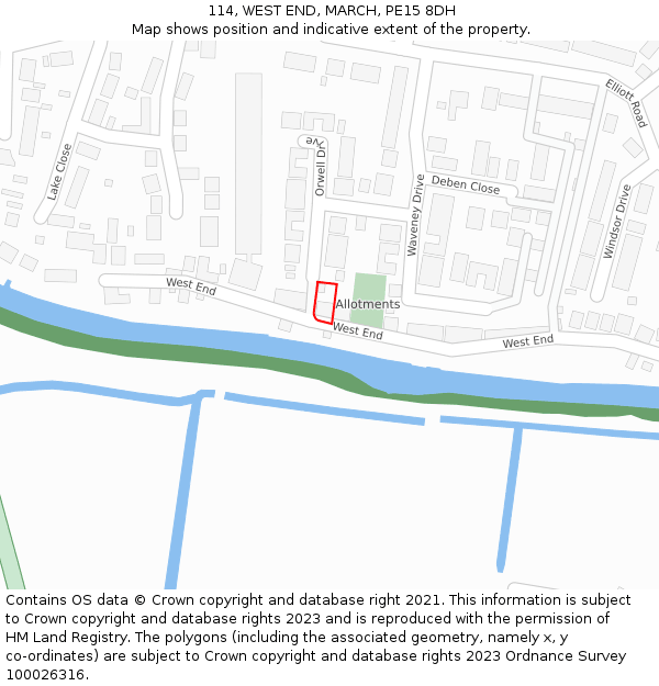 114, WEST END, MARCH, PE15 8DH: Location map and indicative extent of plot