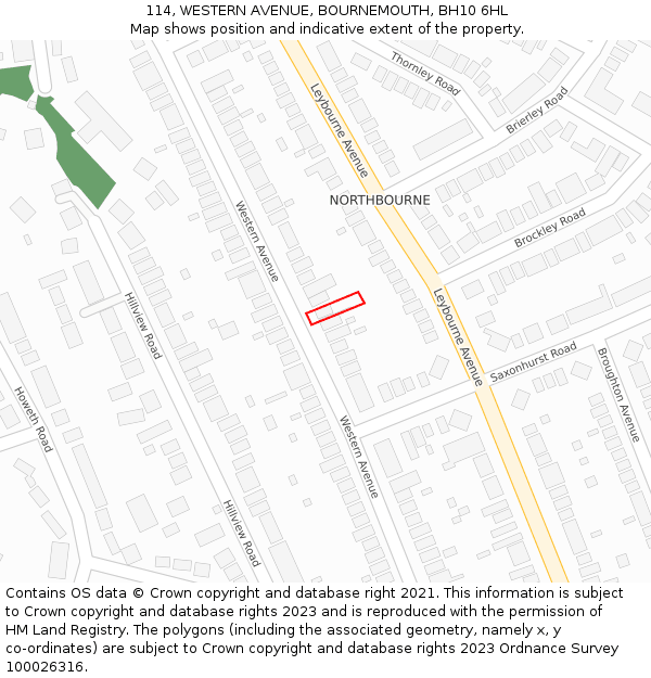 114, WESTERN AVENUE, BOURNEMOUTH, BH10 6HL: Location map and indicative extent of plot