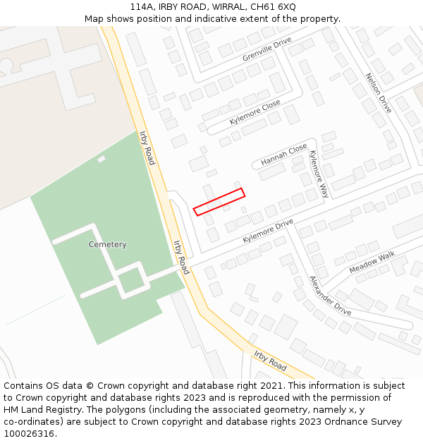 114A, IRBY ROAD, WIRRAL, CH61 6XQ: Location map and indicative extent of plot