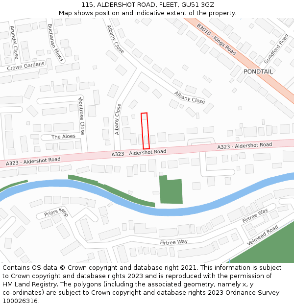 115, ALDERSHOT ROAD, FLEET, GU51 3GZ: Location map and indicative extent of plot