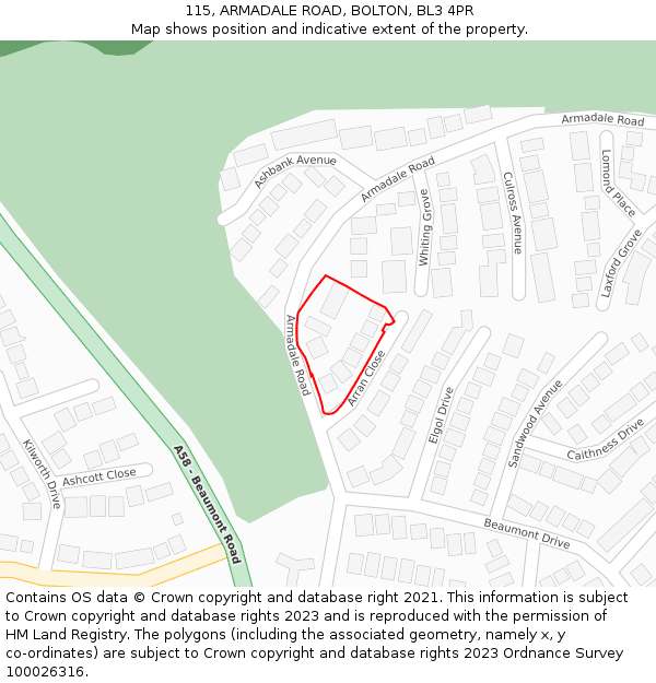 115, ARMADALE ROAD, BOLTON, BL3 4PR: Location map and indicative extent of plot