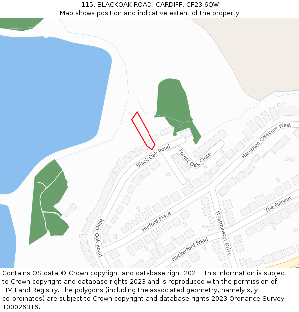 115, BLACKOAK ROAD, CARDIFF, CF23 6QW: Location map and indicative extent of plot