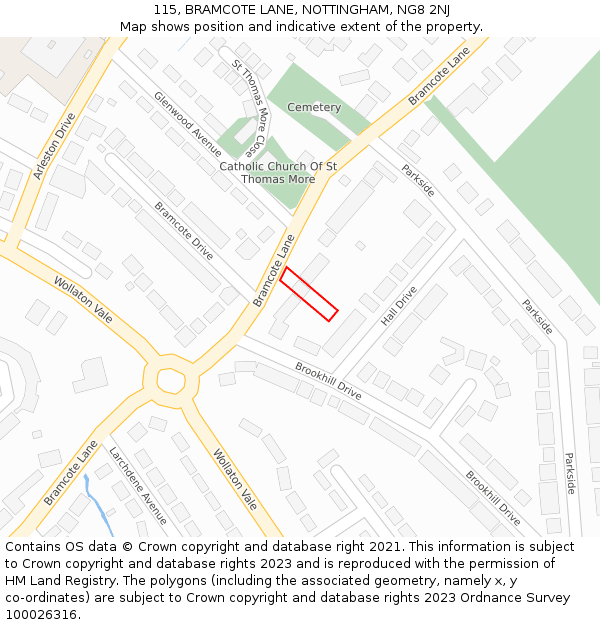 115, BRAMCOTE LANE, NOTTINGHAM, NG8 2NJ: Location map and indicative extent of plot