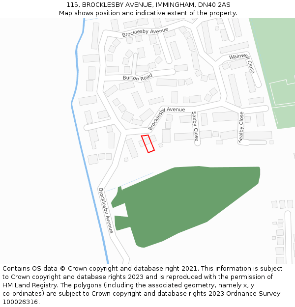 115, BROCKLESBY AVENUE, IMMINGHAM, DN40 2AS: Location map and indicative extent of plot