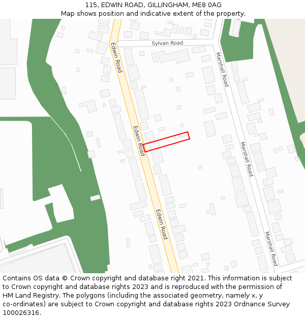 115, EDWIN ROAD, GILLINGHAM, ME8 0AG: Location map and indicative extent of plot