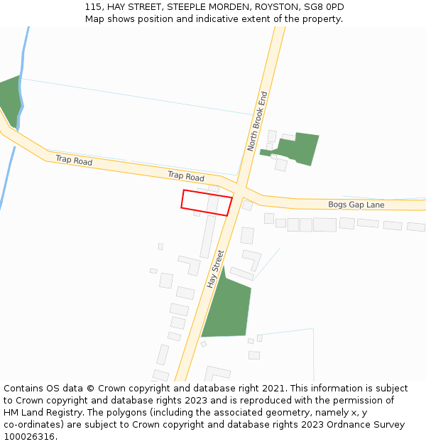 115, HAY STREET, STEEPLE MORDEN, ROYSTON, SG8 0PD: Location map and indicative extent of plot