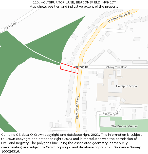 115, HOLTSPUR TOP LANE, BEACONSFIELD, HP9 1DT: Location map and indicative extent of plot