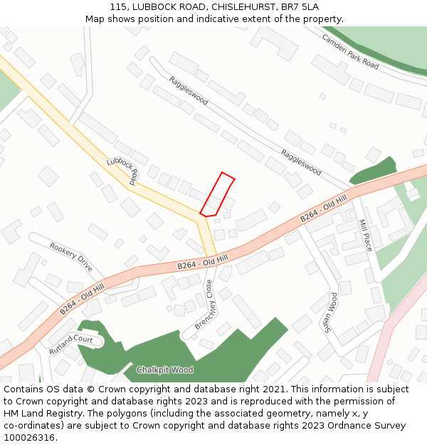 115, LUBBOCK ROAD, CHISLEHURST, BR7 5LA: Location map and indicative extent of plot