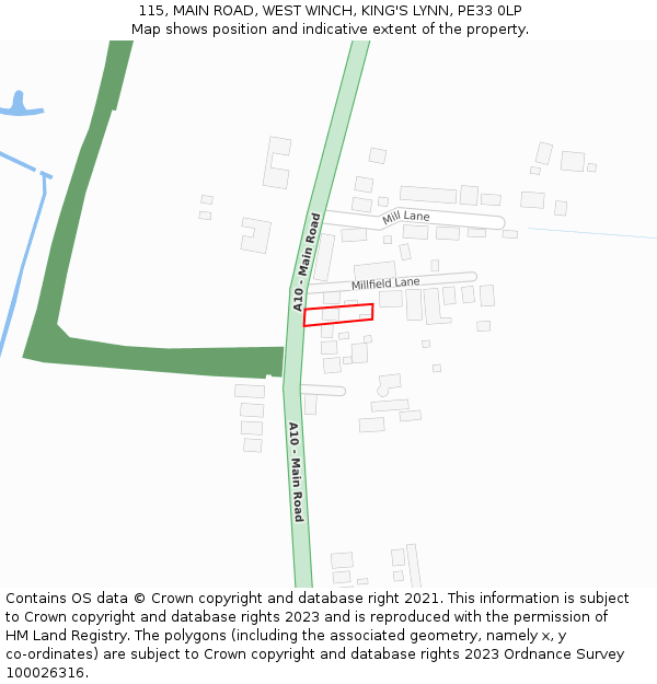115, MAIN ROAD, WEST WINCH, KING'S LYNN, PE33 0LP: Location map and indicative extent of plot