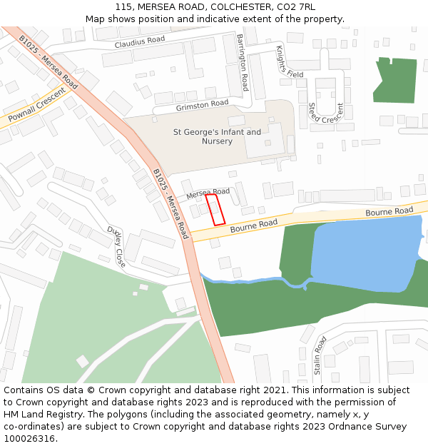 115, MERSEA ROAD, COLCHESTER, CO2 7RL: Location map and indicative extent of plot