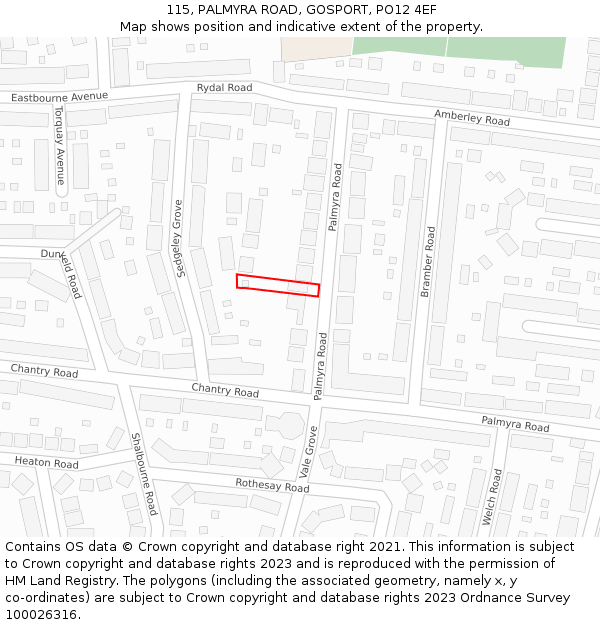 115, PALMYRA ROAD, GOSPORT, PO12 4EF: Location map and indicative extent of plot