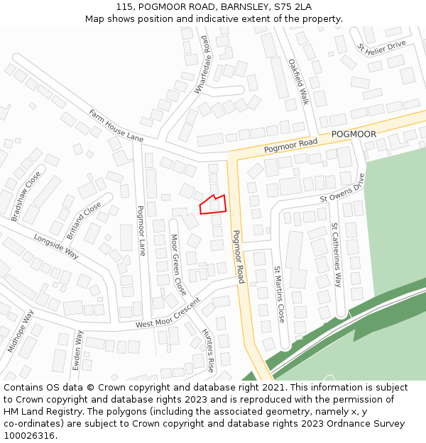 115, POGMOOR ROAD, BARNSLEY, S75 2LA: Location map and indicative extent of plot