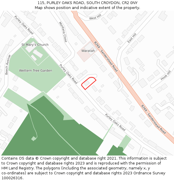115, PURLEY OAKS ROAD, SOUTH CROYDON, CR2 0NY: Location map and indicative extent of plot