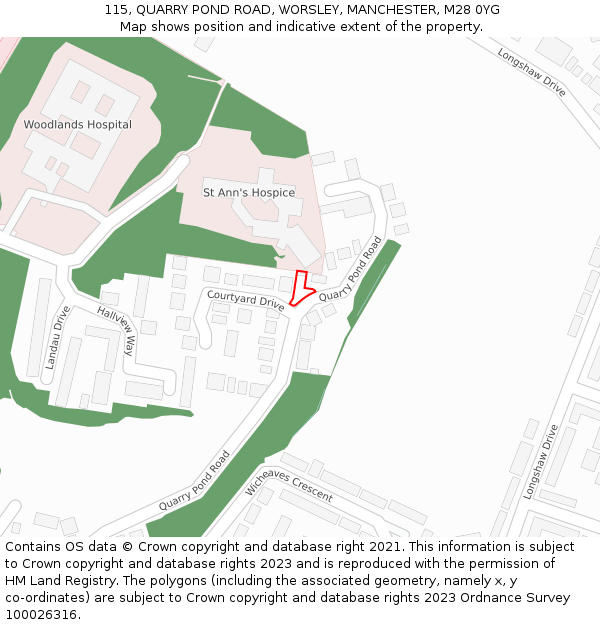 115, QUARRY POND ROAD, WORSLEY, MANCHESTER, M28 0YG: Location map and indicative extent of plot