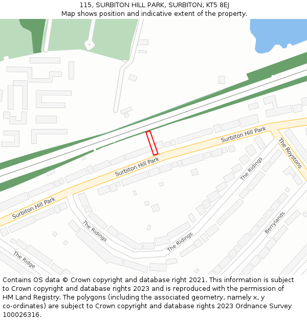 115, SURBITON HILL PARK, SURBITON, KT5 8EJ: Location map and indicative extent of plot