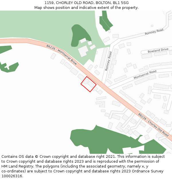 1159, CHORLEY OLD ROAD, BOLTON, BL1 5SG: Location map and indicative extent of plot