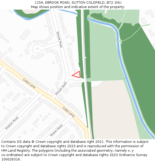 115A, EBROOK ROAD, SUTTON COLDFIELD, B72 1NU: Location map and indicative extent of plot