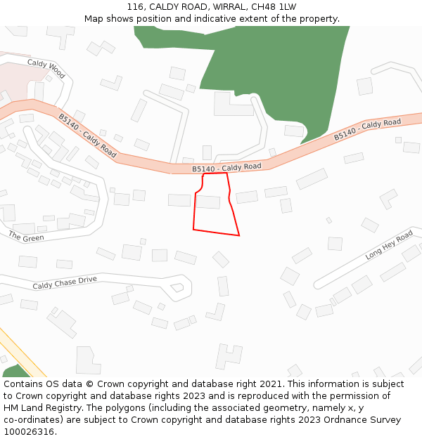 116, CALDY ROAD, WIRRAL, CH48 1LW: Location map and indicative extent of plot