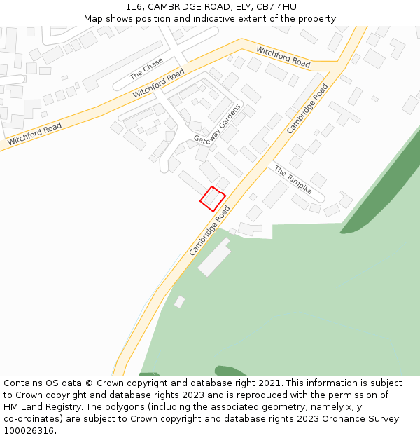 116, CAMBRIDGE ROAD, ELY, CB7 4HU: Location map and indicative extent of plot