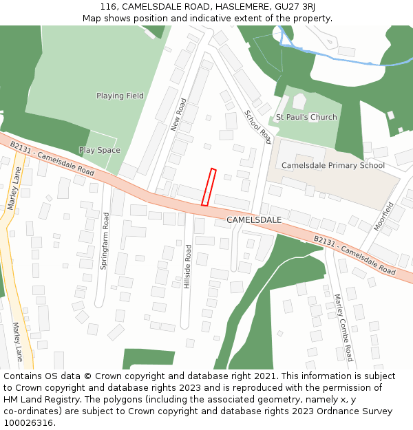 116, CAMELSDALE ROAD, HASLEMERE, GU27 3RJ: Location map and indicative extent of plot