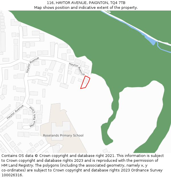 116, HAYTOR AVENUE, PAIGNTON, TQ4 7TB: Location map and indicative extent of plot