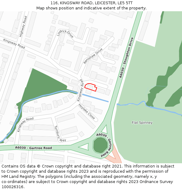 116, KINGSWAY ROAD, LEICESTER, LE5 5TT: Location map and indicative extent of plot