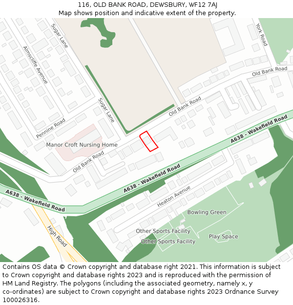 116, OLD BANK ROAD, DEWSBURY, WF12 7AJ: Location map and indicative extent of plot
