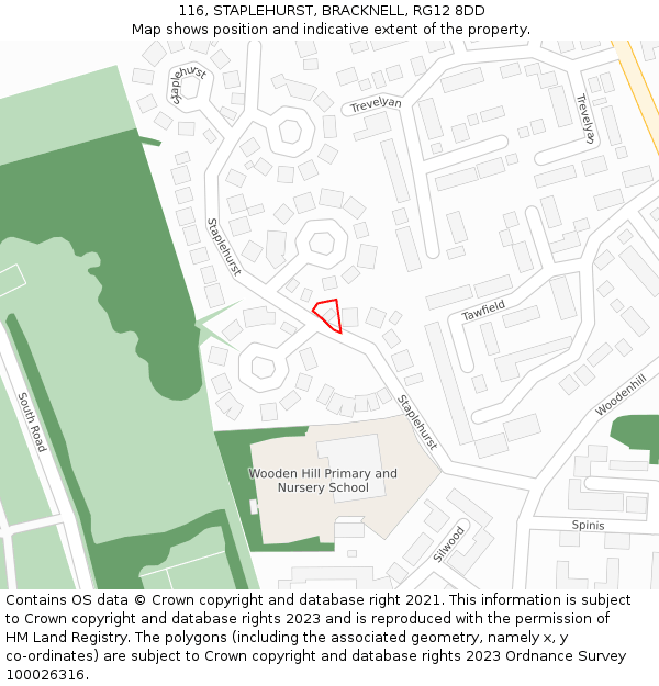 116, STAPLEHURST, BRACKNELL, RG12 8DD: Location map and indicative extent of plot