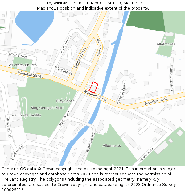 116, WINDMILL STREET, MACCLESFIELD, SK11 7LB: Location map and indicative extent of plot