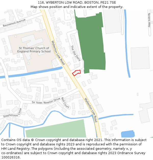 116, WYBERTON LOW ROAD, BOSTON, PE21 7SE: Location map and indicative extent of plot