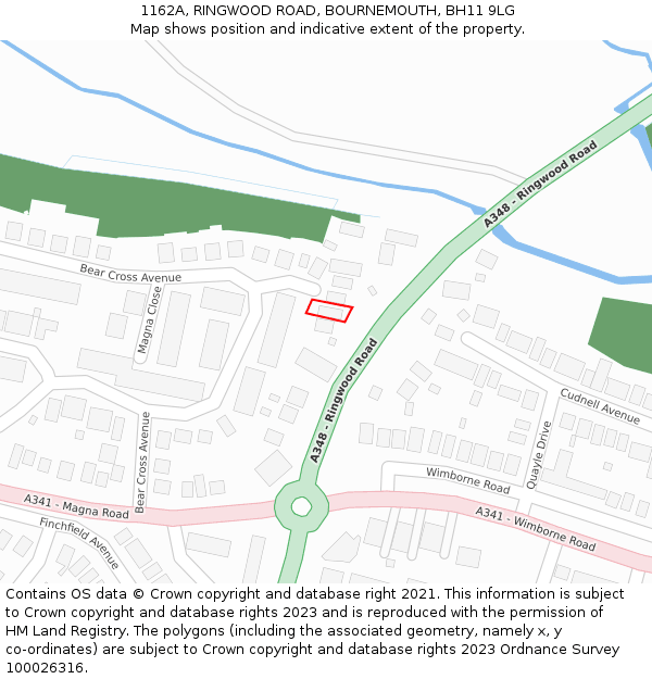 1162A, RINGWOOD ROAD, BOURNEMOUTH, BH11 9LG: Location map and indicative extent of plot