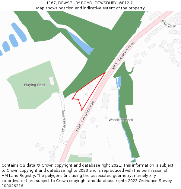 1167, DEWSBURY ROAD, DEWSBURY, WF12 7JL: Location map and indicative extent of plot