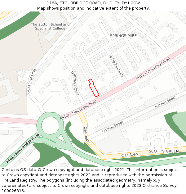 116A, STOURBRIDGE ROAD, DUDLEY, DY1 2DW: Location map and indicative extent of plot