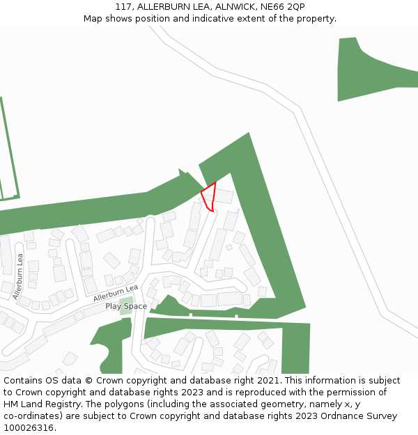 117, ALLERBURN LEA, ALNWICK, NE66 2QP: Location map and indicative extent of plot