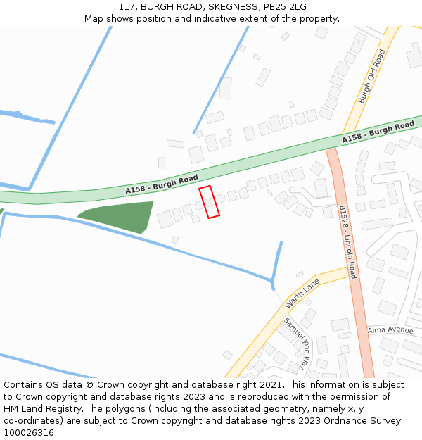 117, BURGH ROAD, SKEGNESS, PE25 2LG: Location map and indicative extent of plot