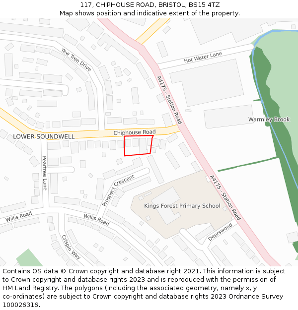 117, CHIPHOUSE ROAD, BRISTOL, BS15 4TZ: Location map and indicative extent of plot