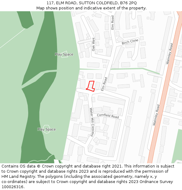 117, ELM ROAD, SUTTON COLDFIELD, B76 2PQ: Location map and indicative extent of plot