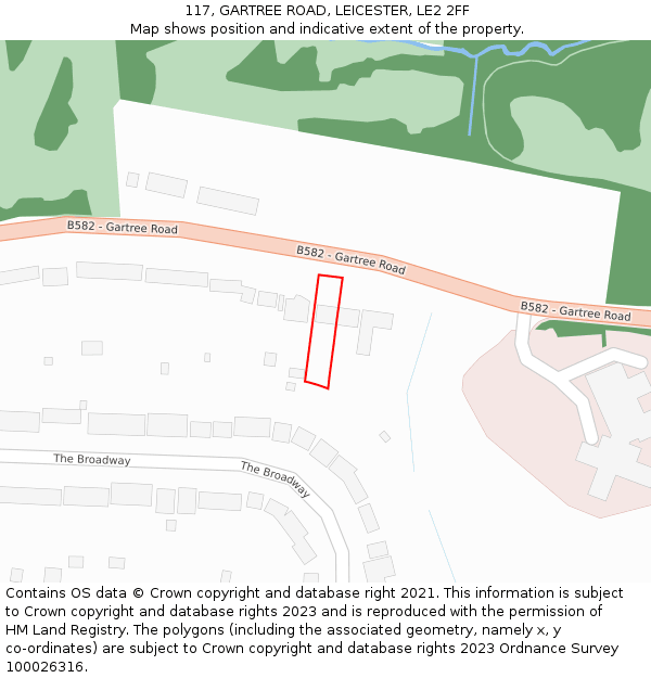 117, GARTREE ROAD, LEICESTER, LE2 2FF: Location map and indicative extent of plot