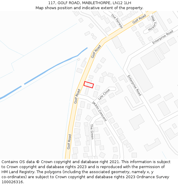 117, GOLF ROAD, MABLETHORPE, LN12 1LH: Location map and indicative extent of plot