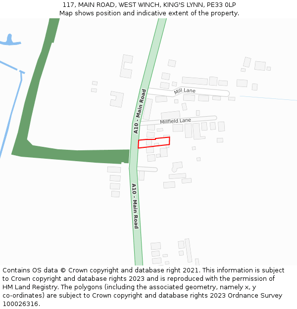 117, MAIN ROAD, WEST WINCH, KING'S LYNN, PE33 0LP: Location map and indicative extent of plot