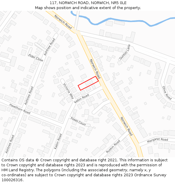 117, NORWICH ROAD, NORWICH, NR5 0LE: Location map and indicative extent of plot