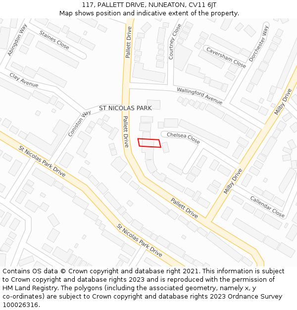 117, PALLETT DRIVE, NUNEATON, CV11 6JT: Location map and indicative extent of plot