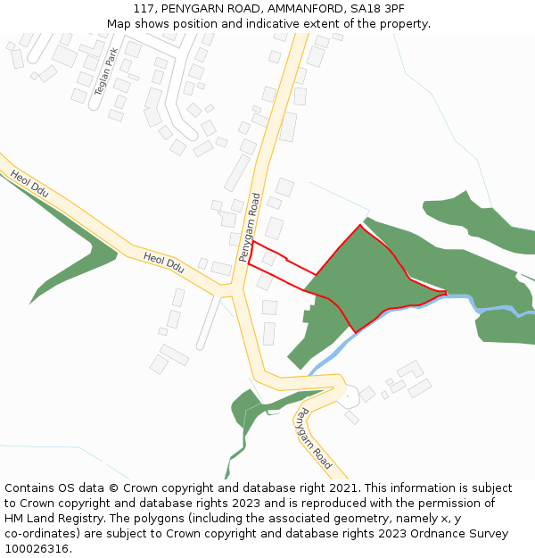 117, PENYGARN ROAD, AMMANFORD, SA18 3PF: Location map and indicative extent of plot