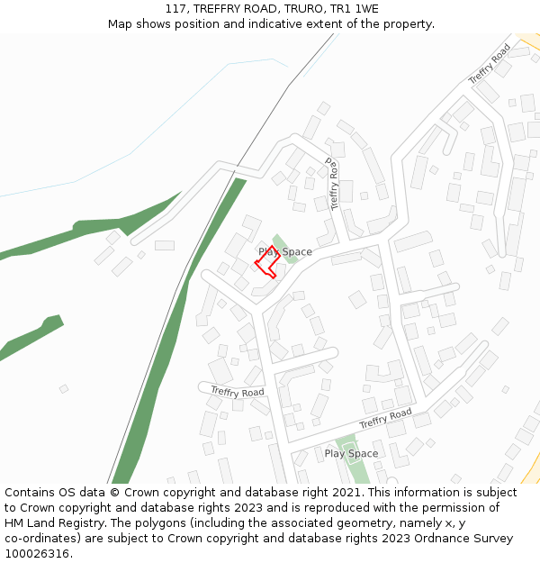 117, TREFFRY ROAD, TRURO, TR1 1WE: Location map and indicative extent of plot