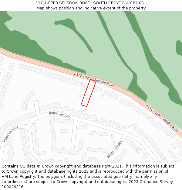 117, UPPER SELSDON ROAD, SOUTH CROYDON, CR2 0DU: Location map and indicative extent of plot