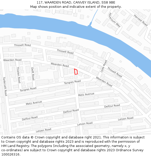 117, WAARDEN ROAD, CANVEY ISLAND, SS8 9BE: Location map and indicative extent of plot