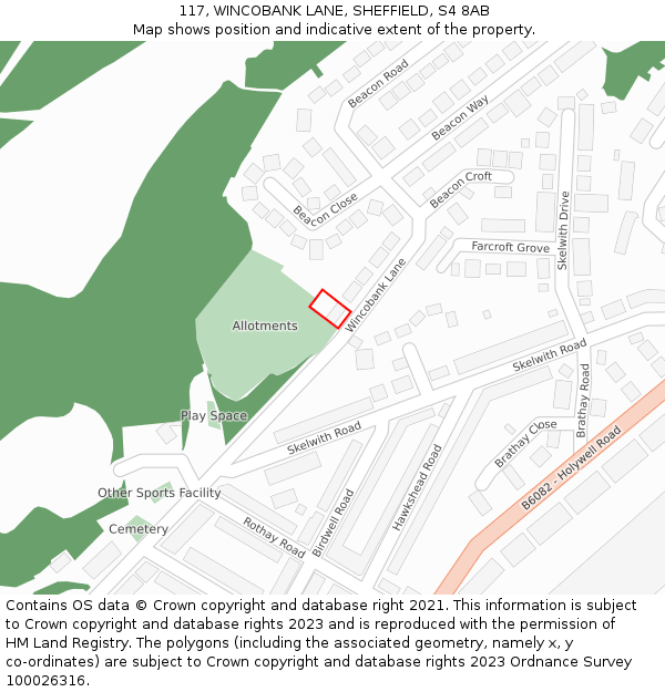 117, WINCOBANK LANE, SHEFFIELD, S4 8AB: Location map and indicative extent of plot
