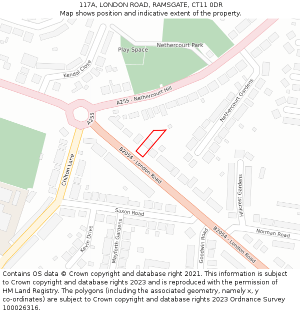 117A, LONDON ROAD, RAMSGATE, CT11 0DR: Location map and indicative extent of plot